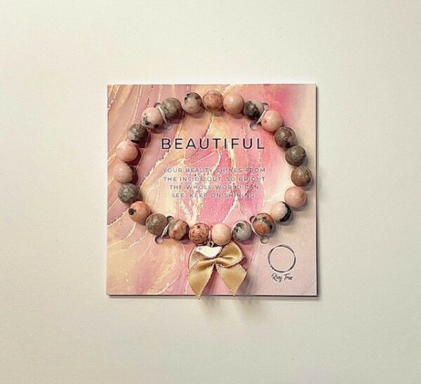 "Beautiful" - Pink Zebra Jasper Free Bird Bracelet - Stretch Fit