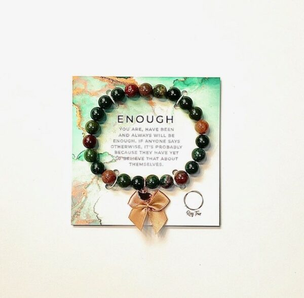 "Enough" - African Blood Stone Free Bird Bracelet - Stretch Fit