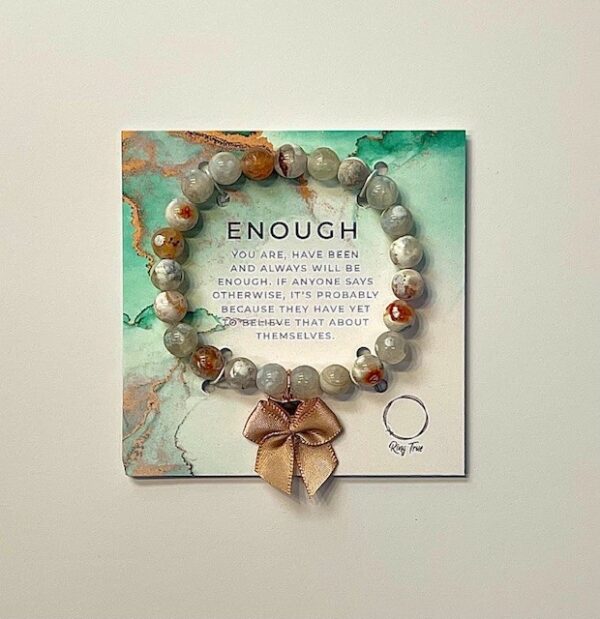 "Enough" - Gray Agate Free Bird Bracelet - Stretch Fit