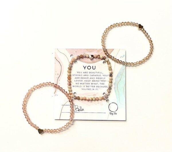 Bracelet Stack- Delicate Pink Opal - Stretch Fit - Image 2