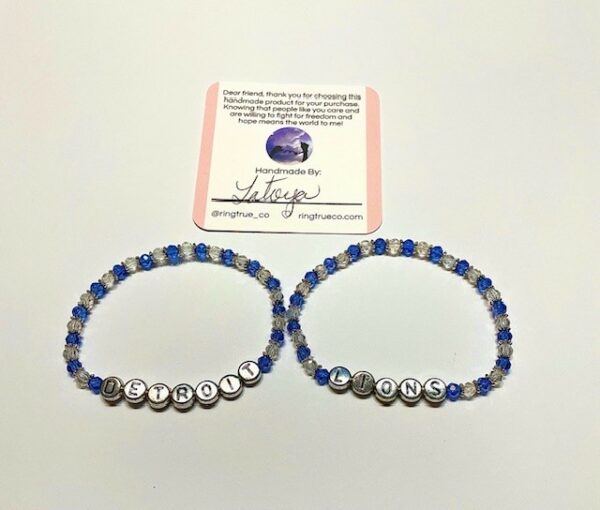 Detroit Lions Inspired Bracelet Set- Stretch Fit