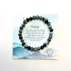 "You" - Men’s Black/Gray Marble Bracelet - Stretch Fit