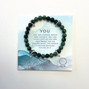 "You" - Men’s Green/Black Marble Bracelet - Stretch Fit