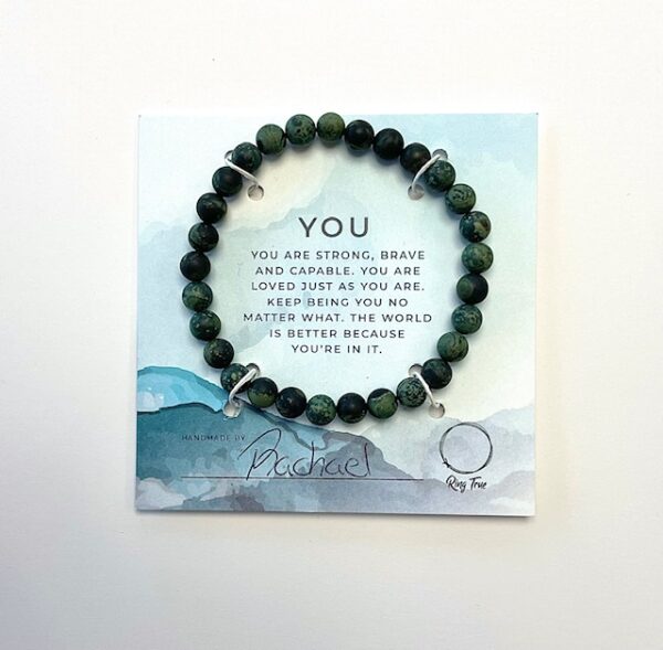 "You" - Men’s Green/Black Marble Bracelet - Stretch Fit